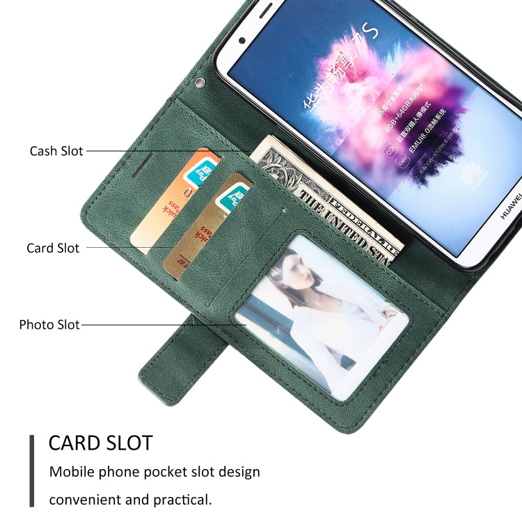 For Huawei Enjoy 7s Skin Feel Splicing Horizontal Flip Leather Case with Holder & Card Slots & Wallet & Photo Frame