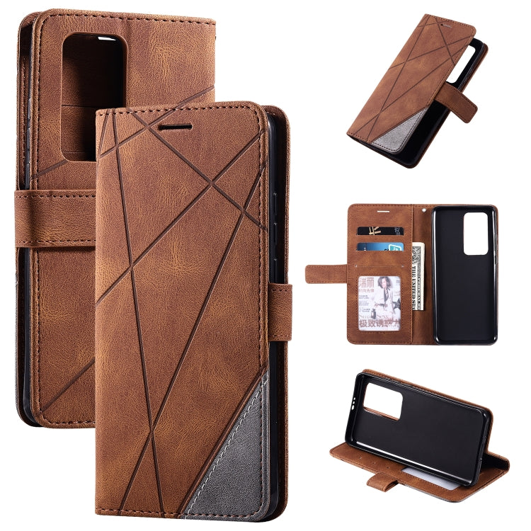 For Huawei P40 Pro Skin Feel Splicing Horizontal Flip Leather Case with Holder & Card Slots & Wallet & Photo Frame