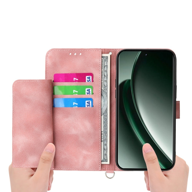For Realme GT 6 Global Skin Feel Flowers Embossed Wallet Leather Phone Case