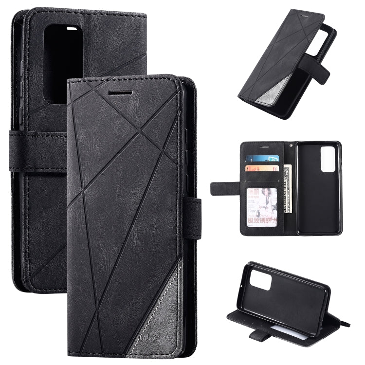 For Huawei P40 Skin Feel Splicing Horizontal Flip Leather Case with Holder & Card Slots & Wallet & Photo Frame
