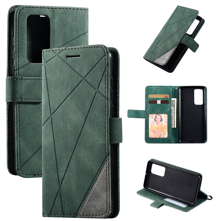 For Huawei P40 Skin Feel Splicing Horizontal Flip Leather Case with Holder & Card Slots & Wallet & Photo Frame