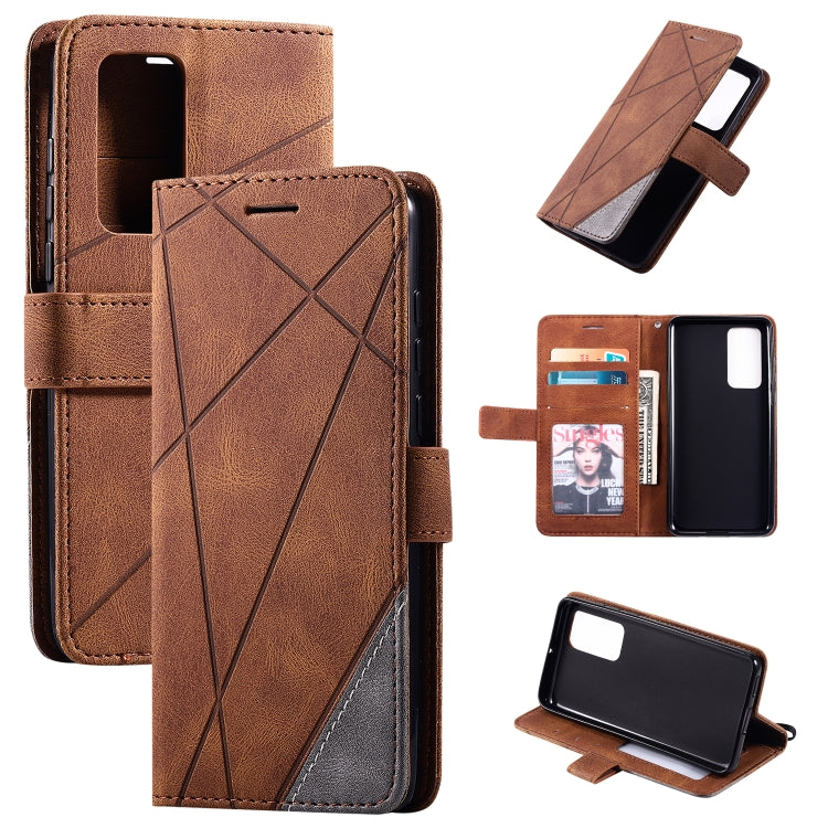 For Huawei P40 Skin Feel Splicing Horizontal Flip Leather Case with Holder & Card Slots & Wallet & Photo Frame