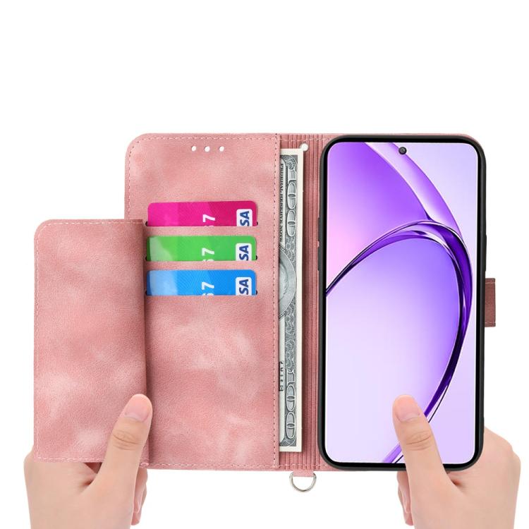 For Realme 13+ Skin Feel Flowers Embossed Wallet Leather Phone Case