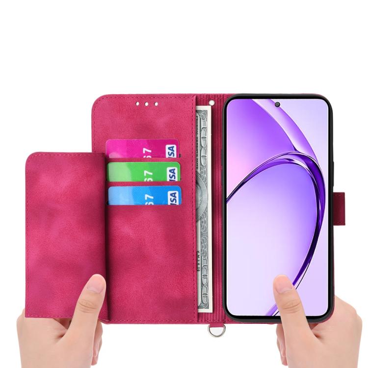 For Realme 13+ Skin Feel Flowers Embossed Wallet Leather Phone Case
