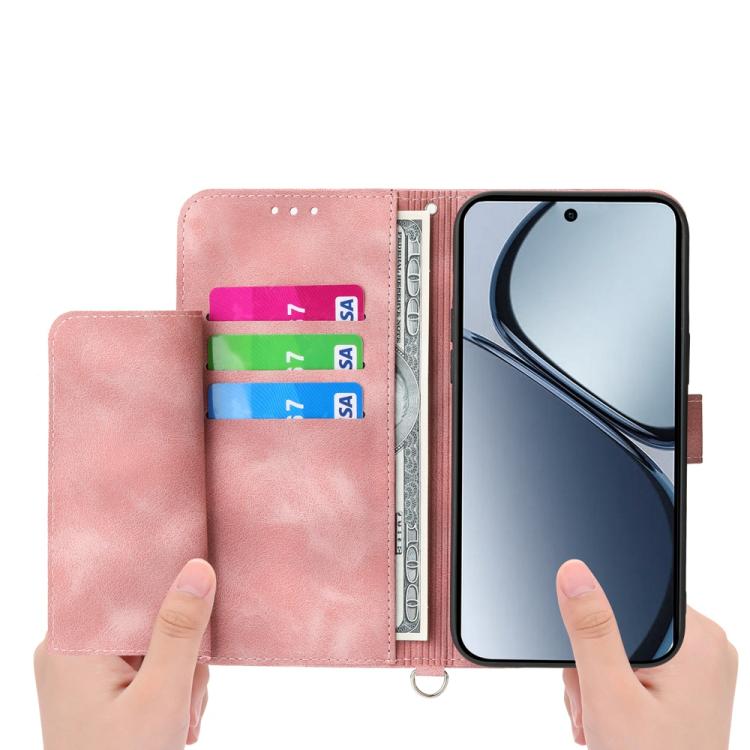 For Realme C75 / Realme 14x Skin Feel Flowers Embossed Wallet Leather Phone Case