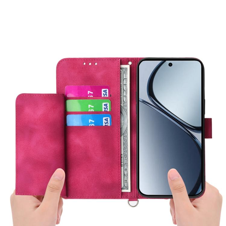 For Realme C75 / Realme 14x Skin Feel Flowers Embossed Wallet Leather Phone Case