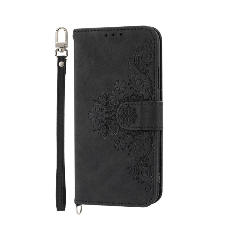 For Samsung Galaxy M54 5G Skin-feel Flowers Embossed Wallet Leather Phone Case