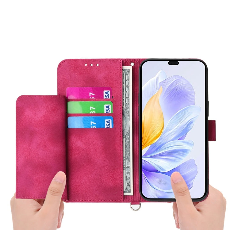 For Honor X60i Skin Feel Flowers Embossed Wallet Leather Phone Case