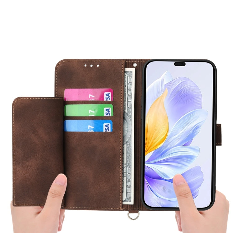 For Honor X60i Skin Feel Flowers Embossed Wallet Leather Phone Case