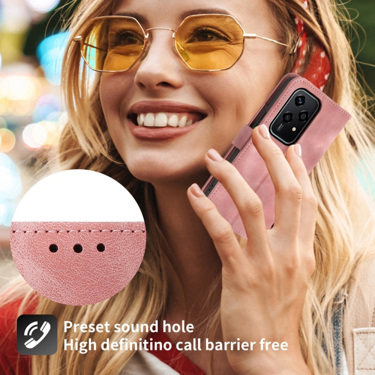 For Honor 200 Lite Global Skin Feel Flowers Embossed Wallet Leather Phone Case