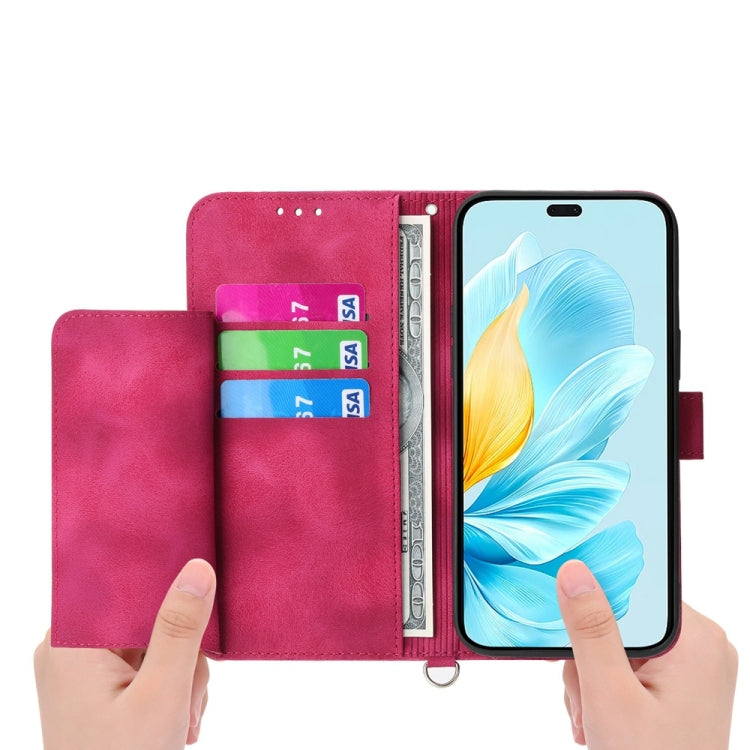 For Honor 200 Lite Global Skin Feel Flowers Embossed Wallet Leather Phone Case