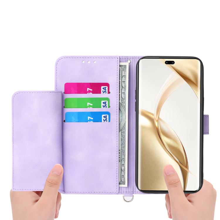 For Honor 400 Lite Global Skin Feel Flowers Embossed Wallet Leather Phone Case