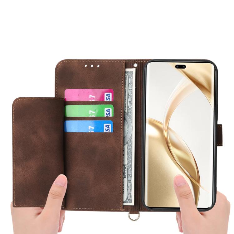 For Honor 400 Lite Global Skin Feel Flowers Embossed Wallet Leather Phone Case