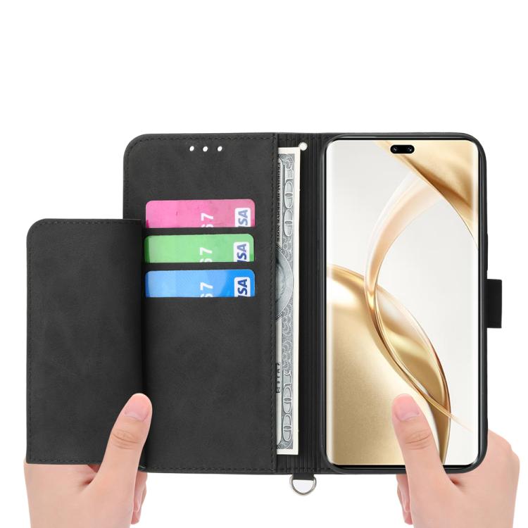 For Honor 400 Lite Global Skin Feel Flowers Embossed Wallet Leather Phone Case