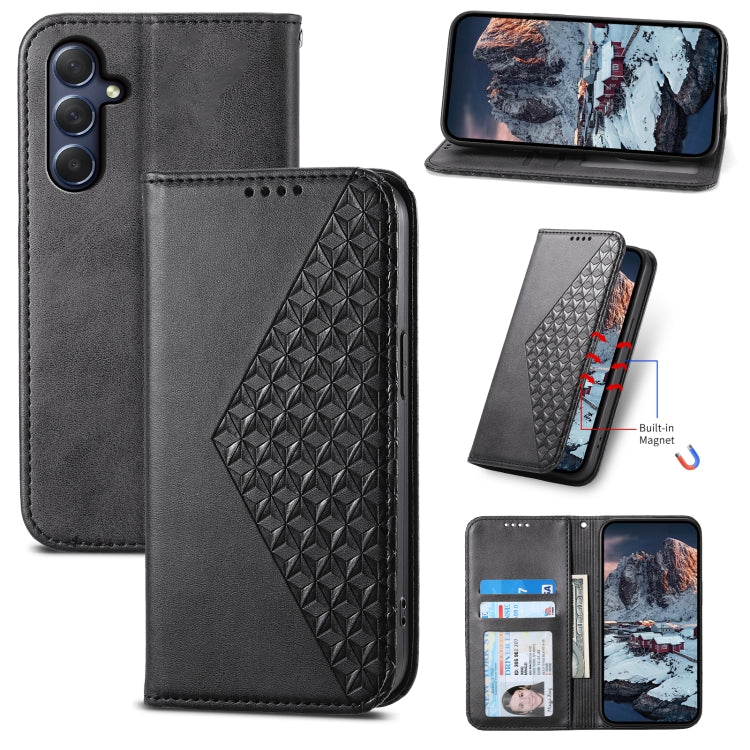 For Samsung Galaxy M54 5G Cubic Grid Calf Texture Magnetic Leather Phone Case