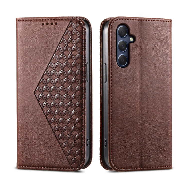 For Samsung Galaxy M54 5G Cubic Grid Calf Texture Magnetic Leather Phone Case
