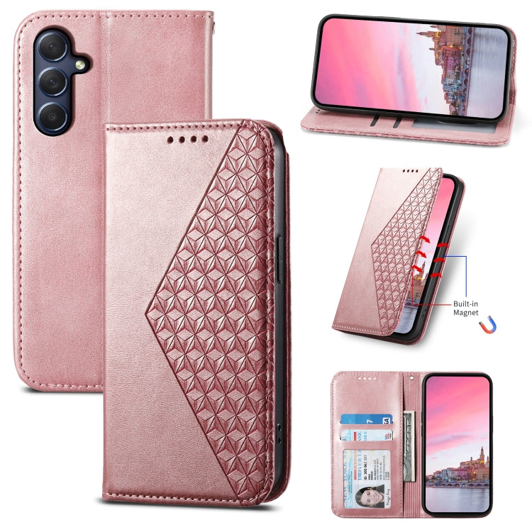 For Samsung Galaxy M54 5G Cubic Grid Calf Texture Magnetic Leather Phone Case