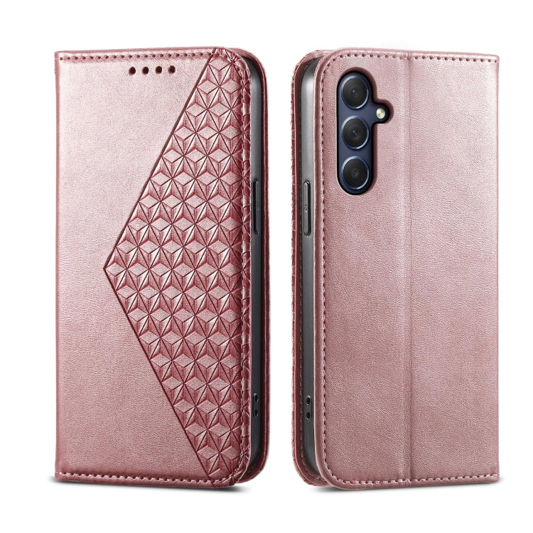 For Samsung Galaxy M54 5G Cubic Grid Calf Texture Magnetic Leather Phone Case