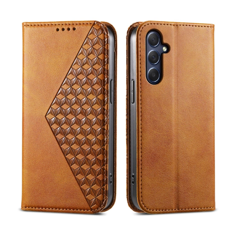 For Samsung Galaxy M54 5G Cubic Grid Calf Texture Magnetic Leather Phone Case