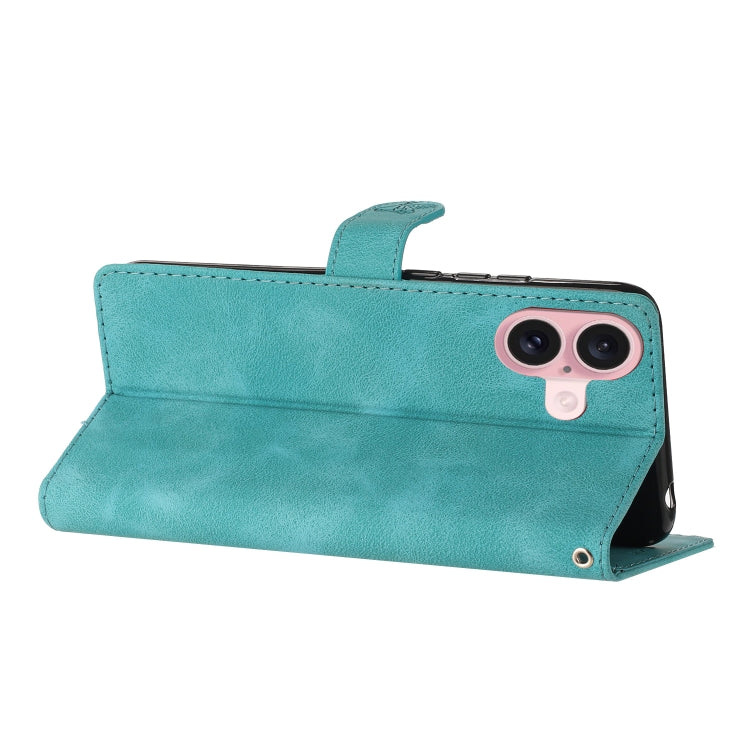 For iPhone 16 Flower Butterfly Embossing Pattern Leather Phone Case