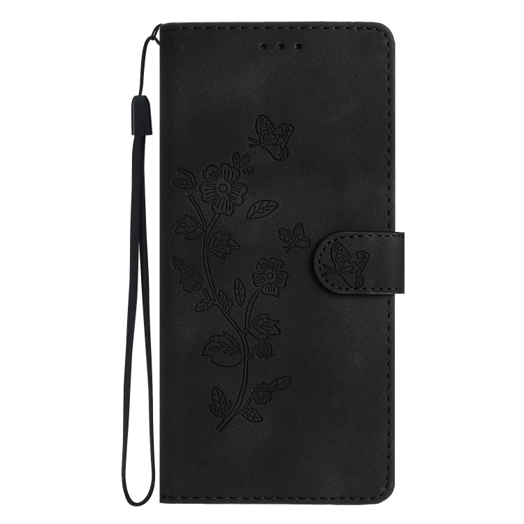 For iPhone 16 Flower Butterfly Embossing Pattern Leather Phone Case