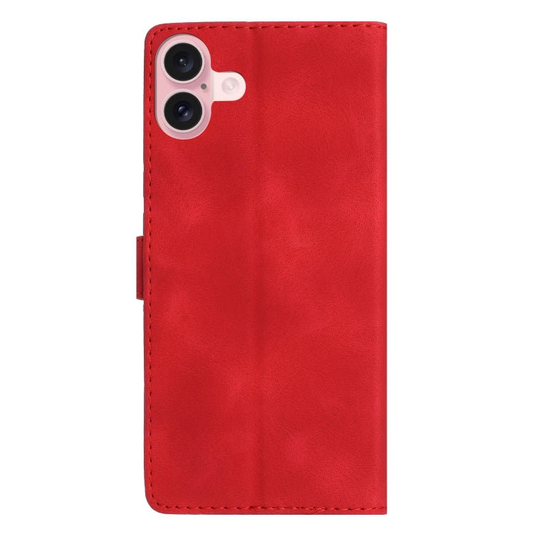 For iPhone 16 Plus Flower Butterfly Embossing Pattern Leather Phone Case