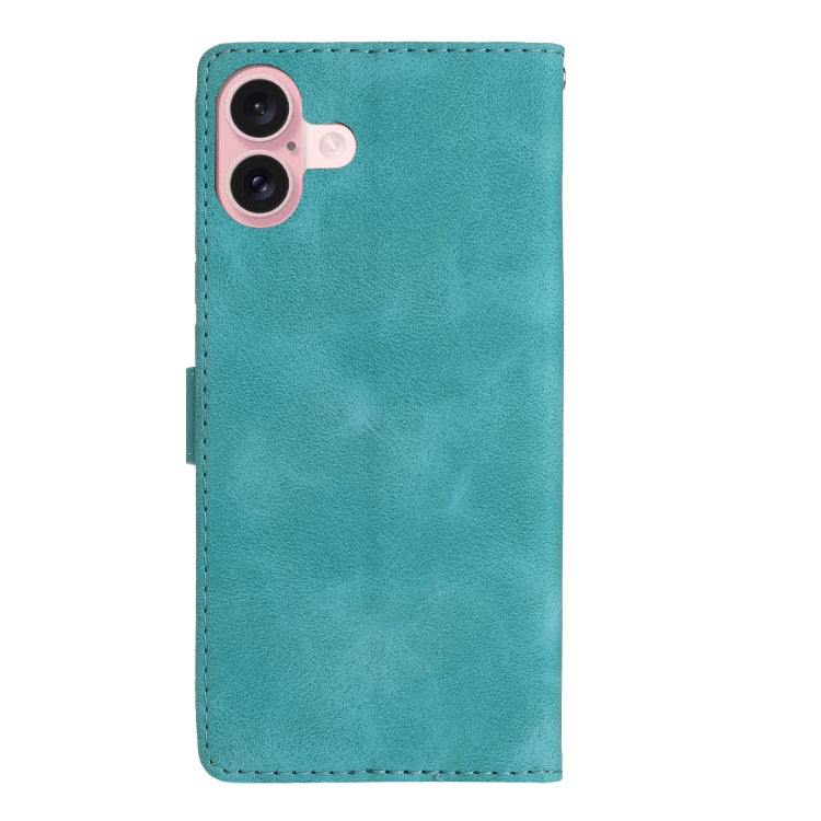 For iPhone 16 Plus Flower Butterfly Embossing Pattern Leather Phone Case