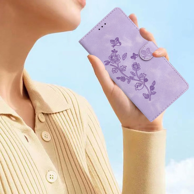 For iPhone 16 Plus Flower Butterfly Embossing Pattern Leather Phone Case