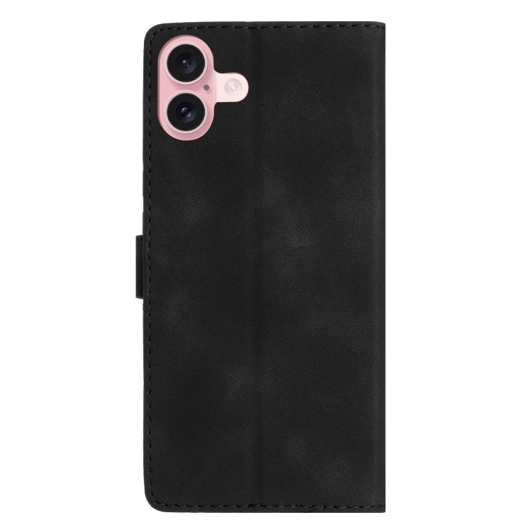 For iPhone 16 Plus Flower Butterfly Embossing Pattern Leather Phone Case