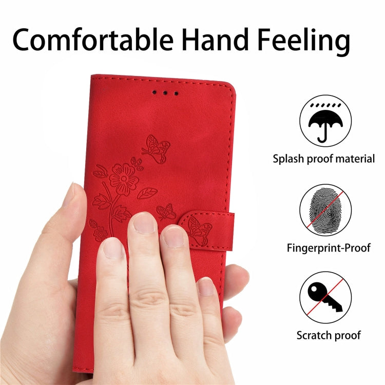 For iPhone 16 Pro Max Flower Butterfly Embossing Pattern Leather Phone Case