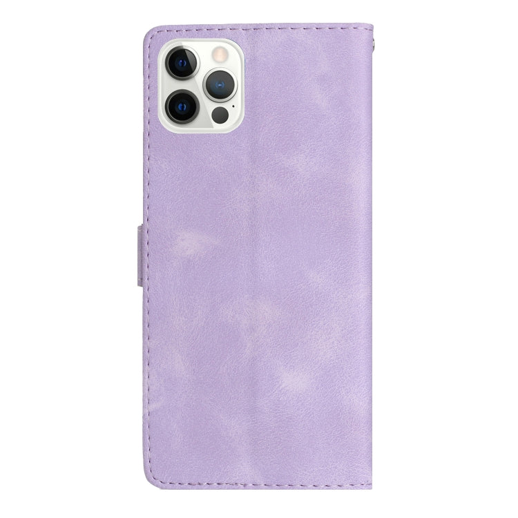 For iPhone 16 Pro Max Flower Butterfly Embossing Pattern Leather Phone Case