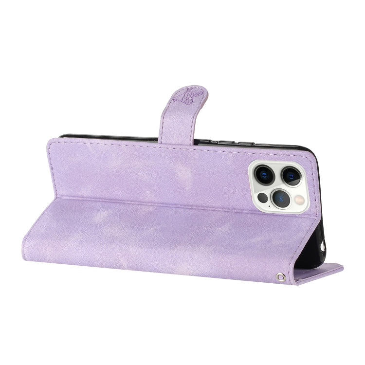 For iPhone 16 Pro Max Flower Butterfly Embossing Pattern Leather Phone Case