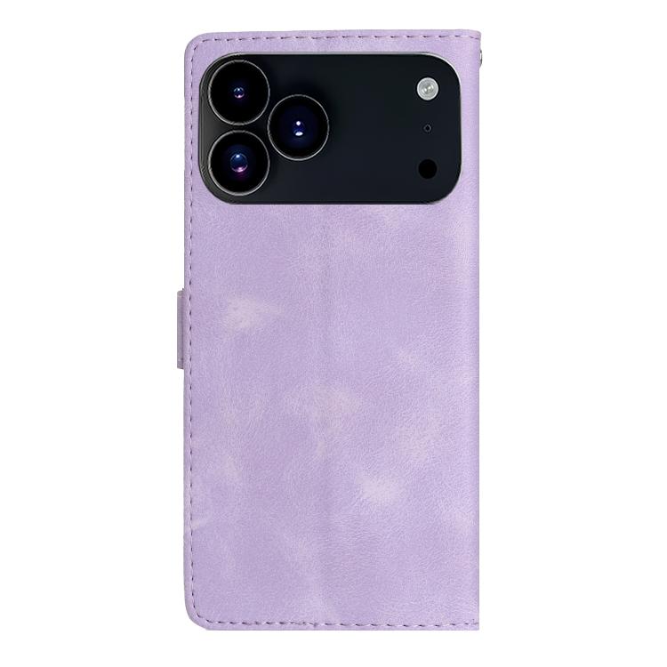 For iPhone 17 Pro Flower Butterfly Embossing Pattern Leather Phone Case