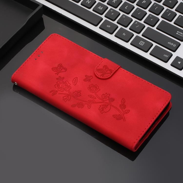 For iPhone 17 Pro Max Flower Butterfly Embossing Pattern Leather Phone Case