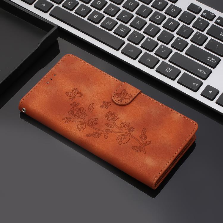 For iPhone 17 Pro Max Flower Butterfly Embossing Pattern Leather Phone Case