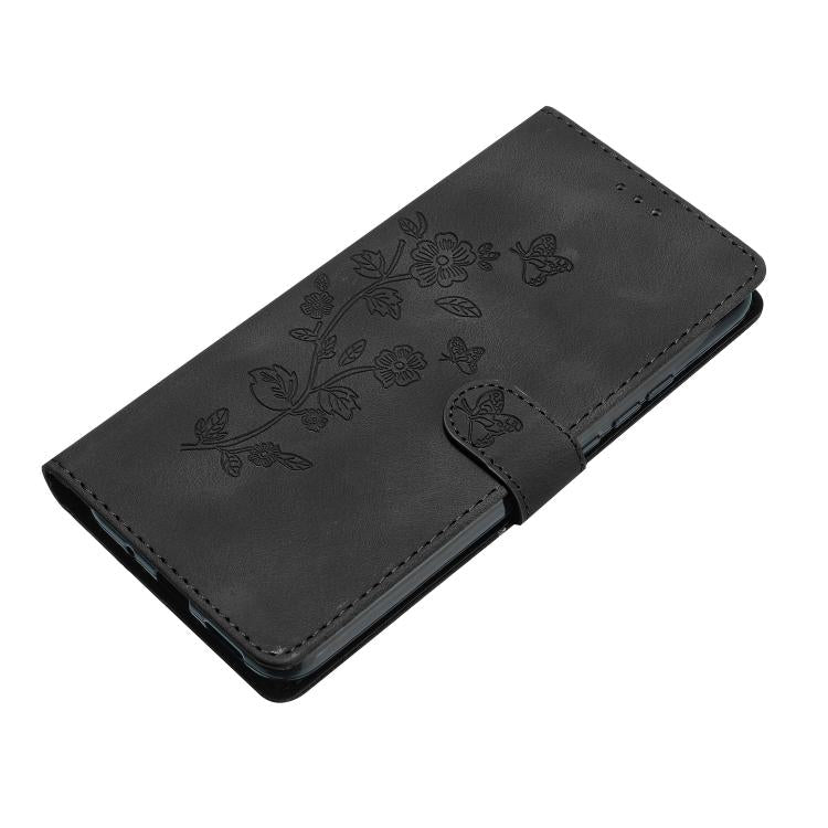 For iPhone 17 Pro Max Flower Butterfly Embossing Pattern Leather Phone Case