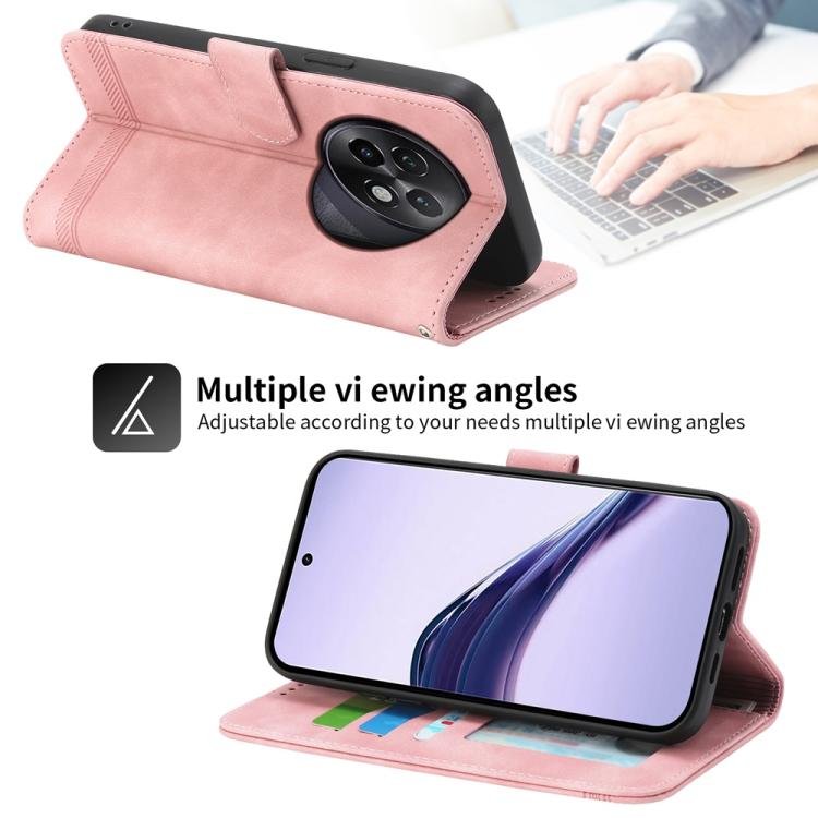 For Realme 13+ Dierfeng Dream Line TPU Hybrid PU Leather Phone Case