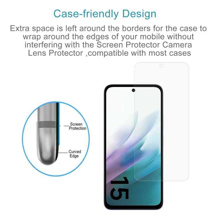 For Redmi 15 4G 171.2mm 50pcs 0.26mm 9H 2.5D Tempered Glass Film