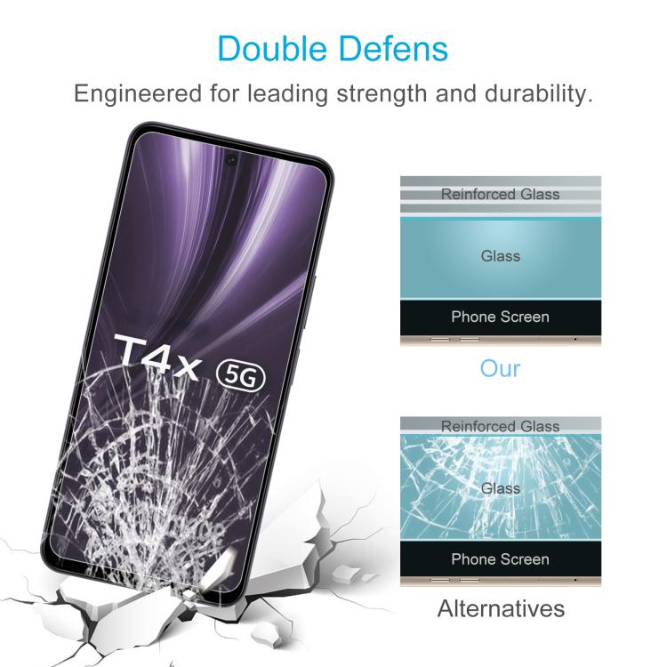 For vivo T4x 50pcs 0.26mm 9H 2.5D Tempered Glass Film