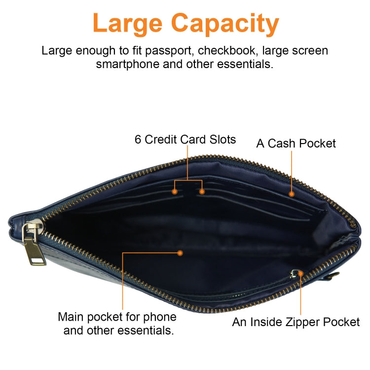 Simple Retro Leather Clutch Zipper Envelope Bag