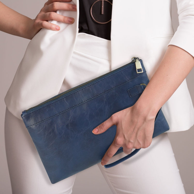 Simple Retro Leather Clutch Zipper Envelope Bag