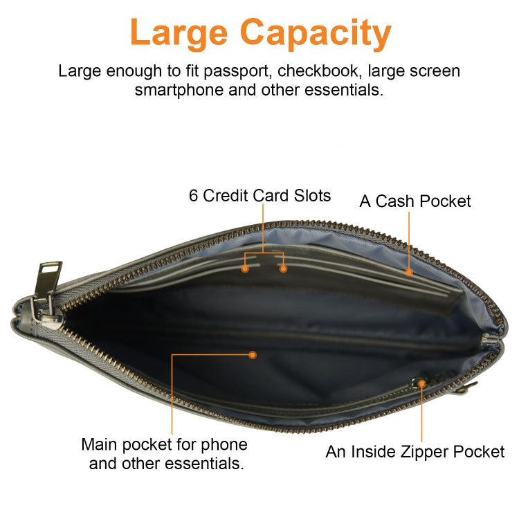 Simple Retro Leather Clutch Zipper Envelope Bag