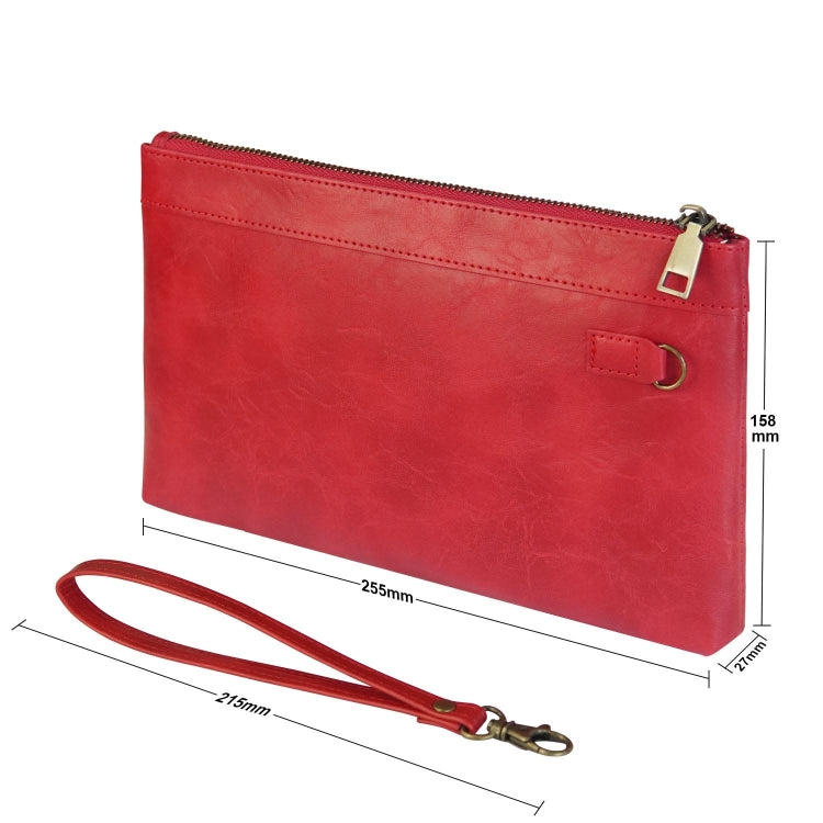Simple Retro Leather Clutch Zipper Envelope Bag