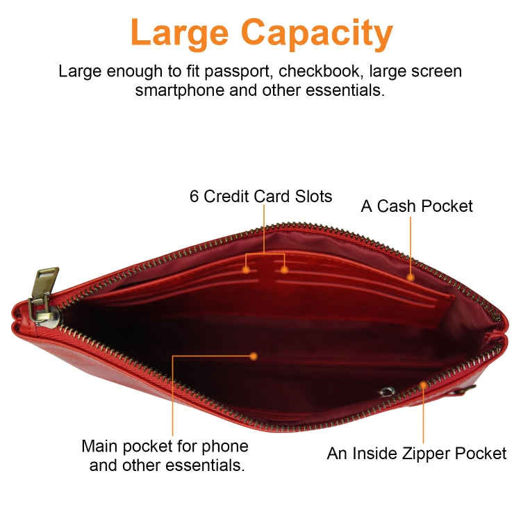 Simple Retro Leather Clutch Zipper Envelope Bag