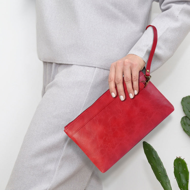 Simple Retro Leather Clutch Zipper Envelope Bag