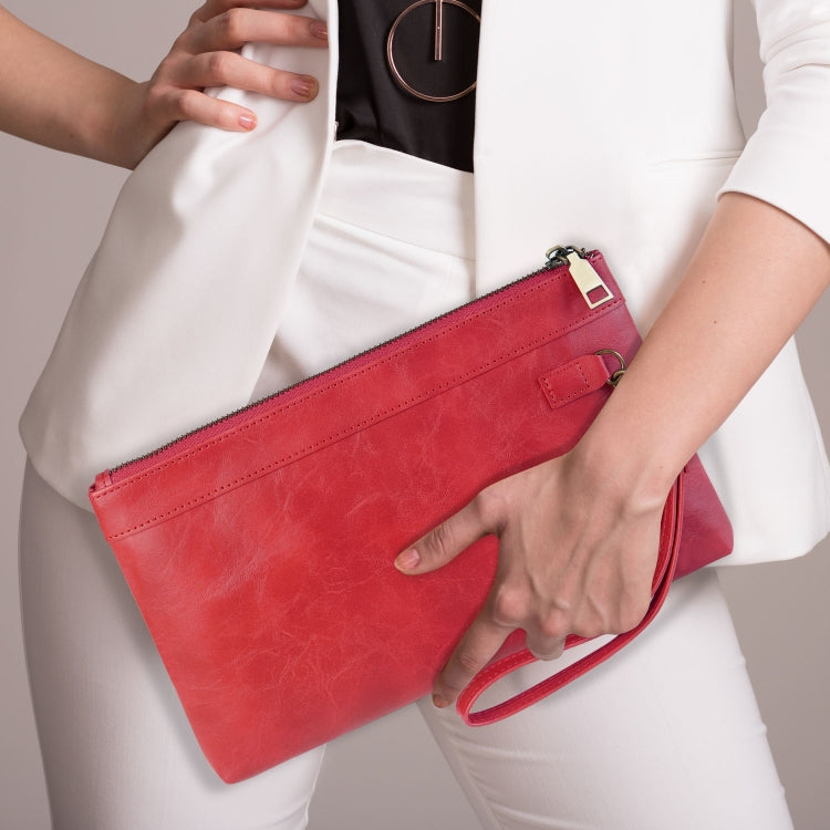 Simple Retro Leather Clutch Zipper Envelope Bag