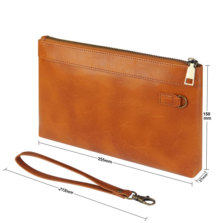Simple Retro Leather Clutch Zipper Envelope Bag