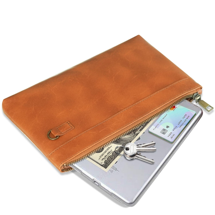 Simple Retro Leather Clutch Zipper Envelope Bag