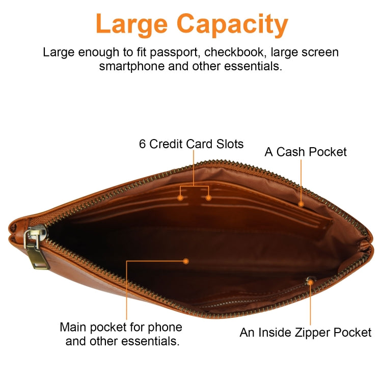 Simple Retro Leather Clutch Zipper Envelope Bag
