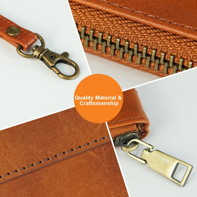 Simple Retro Leather Clutch Zipper Envelope Bag
